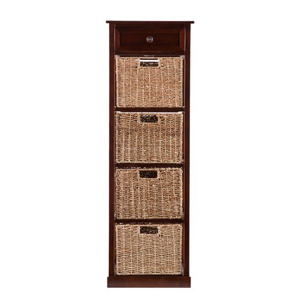 Photo 1 of 48" Brown Contemporary 4-Basket Vertical Storage Tower
