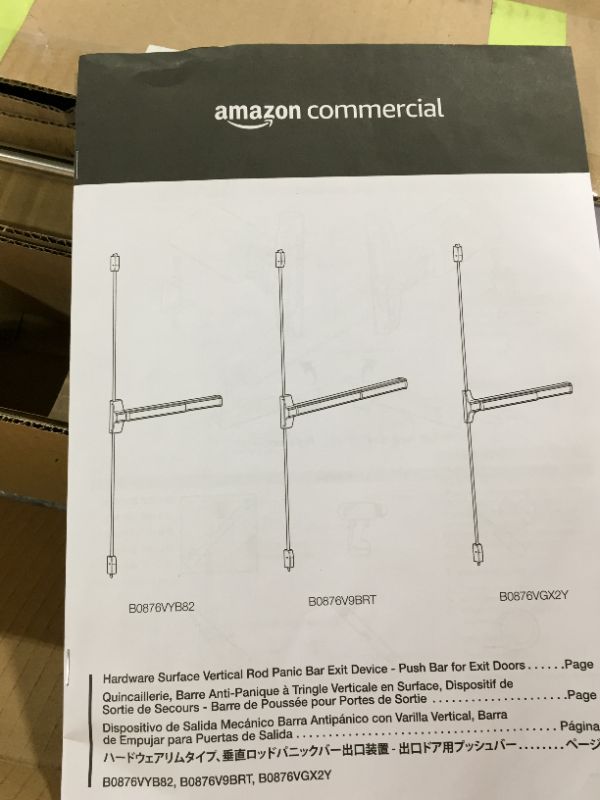 Photo 3 of AmazonCommercial Narrow Design Surface Vertical Rod - Push Bar for Exit Doors, Stainless Steel, 36" inch, UL Certified, 1-pack
