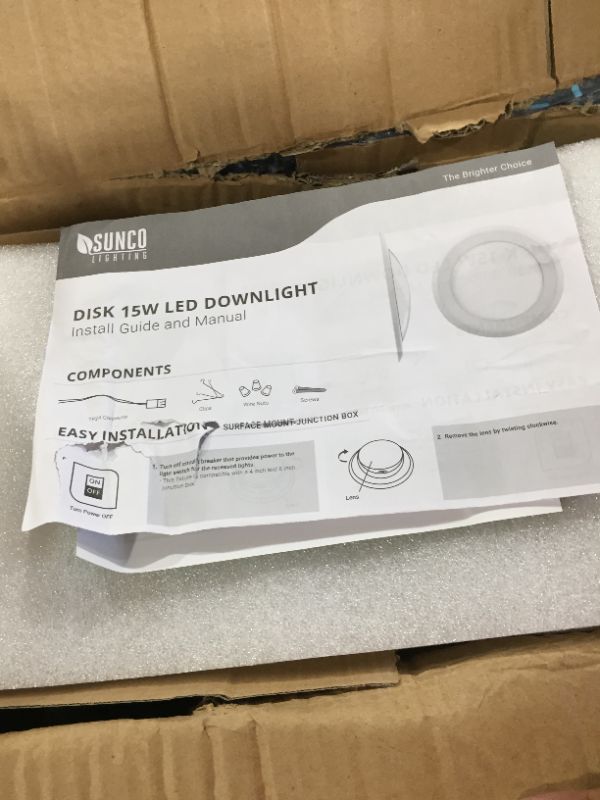 Photo 1 of Sunco Lighting 24 Pack 5 Inch / 6 Inch Flush Mount Disk LED Downlight, 15W=100W, 6000K Daylight Deluxe, 1050LM, Dimmable, Hardwire 4/6" Junction Box, Recessed Retrofit Ceiling Fixture
