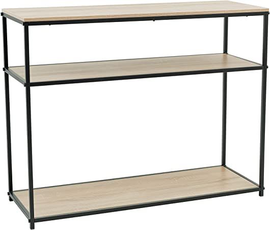 Photo 1 of C-Hopetree 3 Shelf Console Table for Narrow Entry, Hallway or Sofa with Black Metal Frame
