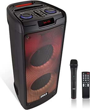 Photo 1 of Portable Bluetooth PA Speaker System - 500W Rechargeable Indoor Outdoor Stereo w/ Dual 8” Woofer & Tweeter, Audio Recording, Wireless Microphone, Flaming Light, Radio, MP3/USB/Micro SD, Remote
