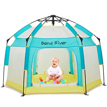 Photo 1 of Bend River Baby Playpen with Canopy, Portable Baby Beach Tent, Toddler Play Yard Indoor and Outdoor, Foldable Mosquito Net for Infant
