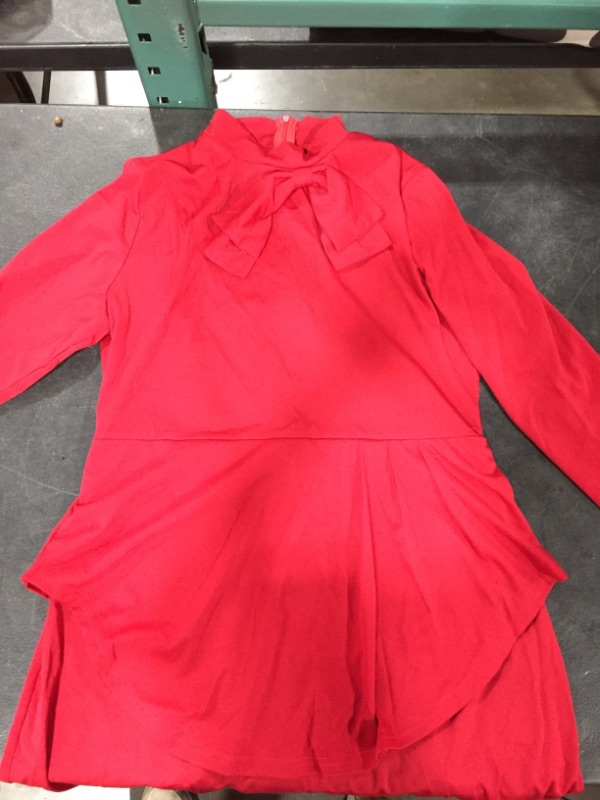 Photo 2 of LONG SLEEVE RED DRESS WITH RIBBON ON NECK