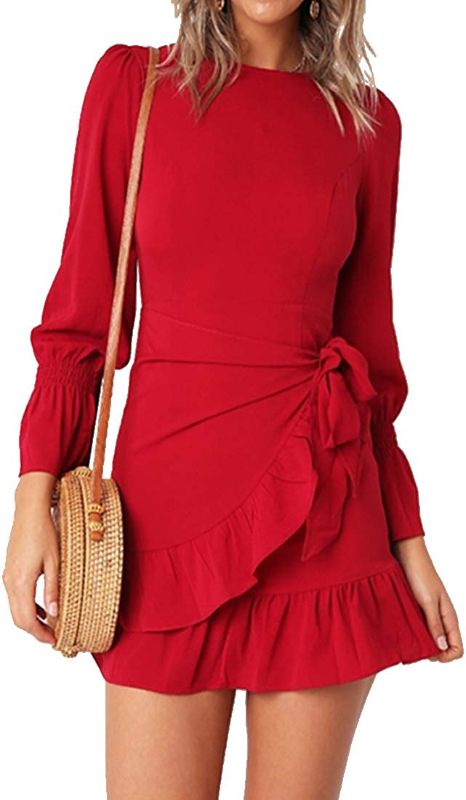 Photo 1 of LONG SLEEVE RED DRESS WITH RIBBON ON NECK