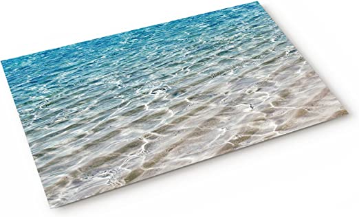 Photo 1 of Beach Seascape Door Mat Ocean Themed Blue Sea Water Waves Front Door Mat Welcome Mats Outdoor Rug Entrance Floor Mats, Indoor Non-Slip Area Rug, 20x32Inch Kitchen Runner Rug Bathroom Shoe Mat
