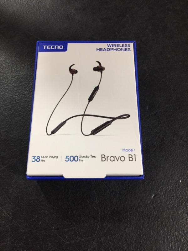 Photo 2 of TECNO Wireless Bluetooth Headphones with Microphone Bravo B1 38 Hours Playing
