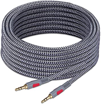 Photo 1 of 3.5mm Aux Audio Cable 30 ft,Ruaeoda Braid 3.5mm to 3.5 mm Stereo Audio Cable 1/8 Shielded AUX Headphone Cable Extension Male to Male Outdoor Auxillary Stereo Audio Cable Cord
