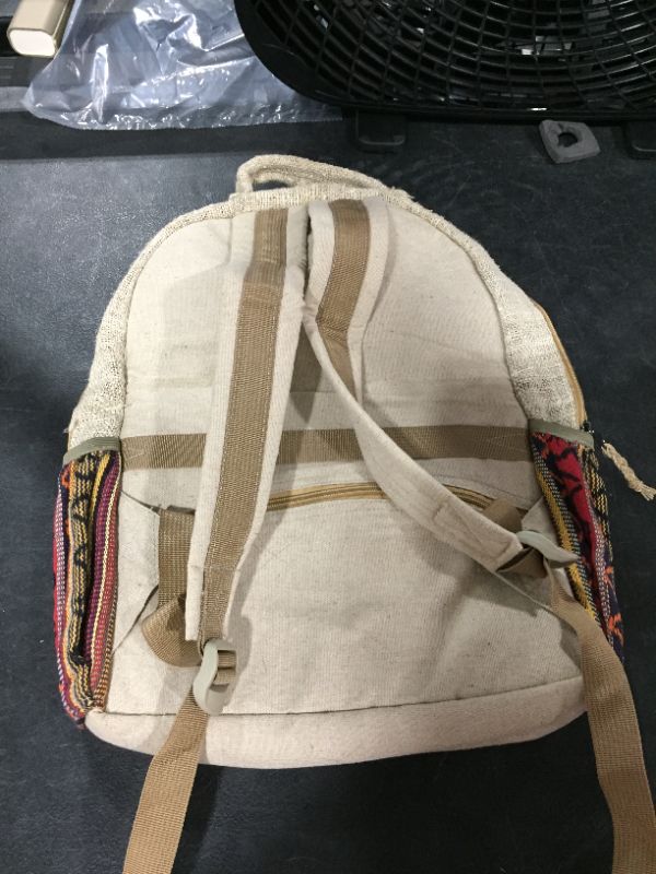 Photo 3 of All Natural Pure Himalayan Hemp Multi Pocket Backpack ( THC FREE) with Laptop Sleeve - Fashion Cute Travel School College Shoulder Bag / Bookbags / Daypack
