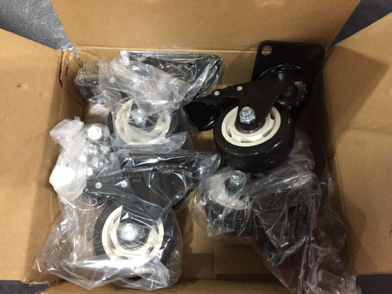 Photo 2 of 2 inch Swivel Caster Wheels,Heavy Duty Plate Casters with Safety Brake Total Capacity 600lbs (Pack of 4)
