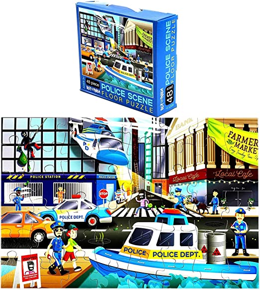 Photo 1 of Giant Jigsaw Floor Puzzle for Kids, Police Car (2.9 x 1.9 Ft, 35.3 x 23.5 in, 48 Pieces)
