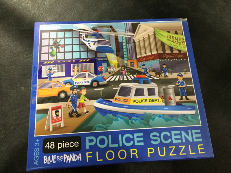 Photo 2 of Giant Jigsaw Floor Puzzle for Kids, Police Car (2.9 x 1.9 Ft, 35.3 x 23.5 in, 48 Pieces)
