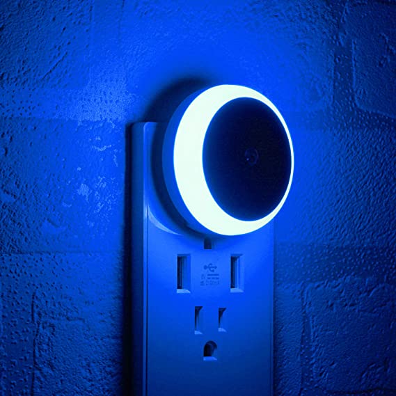 Photo 1 of Blue Night Light Plug in, Plug-in Nightlight with Dusk to Dawn Sensor, Automatic On and Off, Energy Efficient, Soft Glow, 2 Pack
