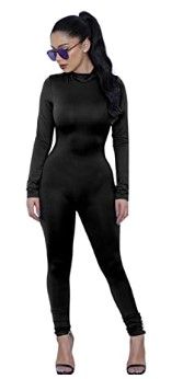 Photo 1 of SIZE X LARGE- Women's Long Sleeve Jumpsuits High Neck Zipper Bodycon Rompers Outfits
