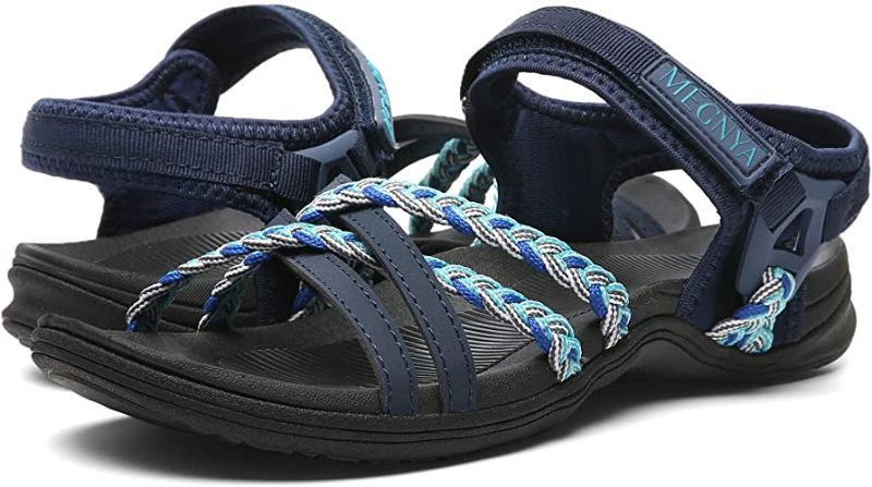 Photo 1 of SIZE 8 -MEGNYA Hiking Sandals for Women, Comfortable Walking Sandals Hook Loop Strap, Sports Lightweight Slides
