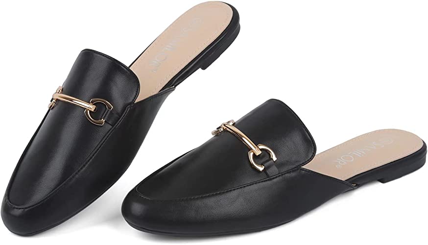 Photo 1 of SIZE 8-Samilor Mules for Women Flats Comfortable Slip On Pointed Toe Women's Flats Backless Loafers Casual Flat Shoes Women
