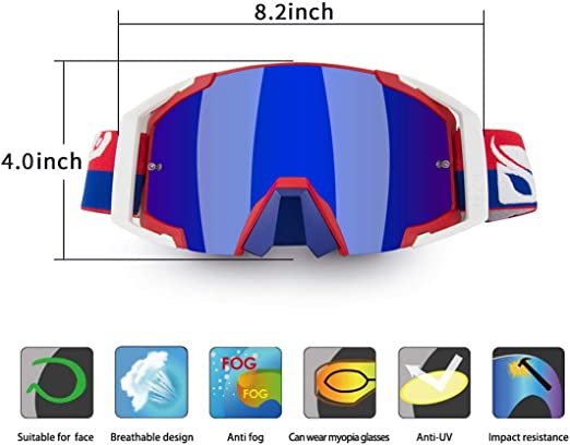 Photo 1 of Motocross Goggles Dirtbike ATV Motorcycle Goggles UV400 Motorbike Ski Goggles Anti-Slip Strap Nose Cover Fit Glasses & Helmet
