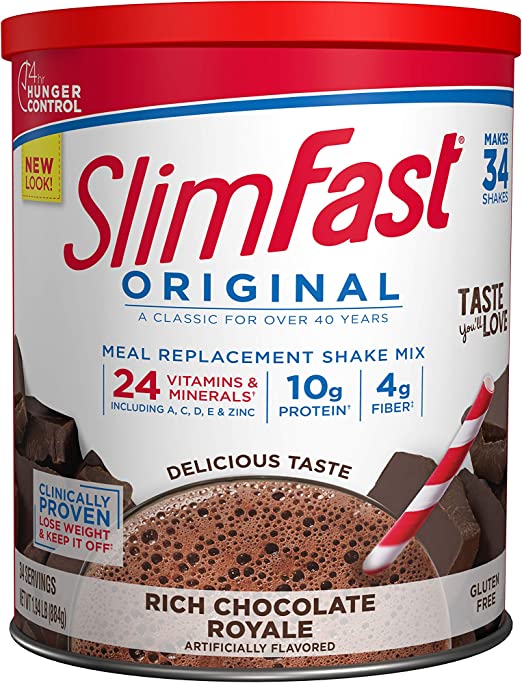 Photo 1 of BEST BY 09/09/2022-SlimFast Meal Replacement Powder, Original Rich Chocolate Royale, Weight Loss Shake Mix, 10g of Protein, 34 Servings
