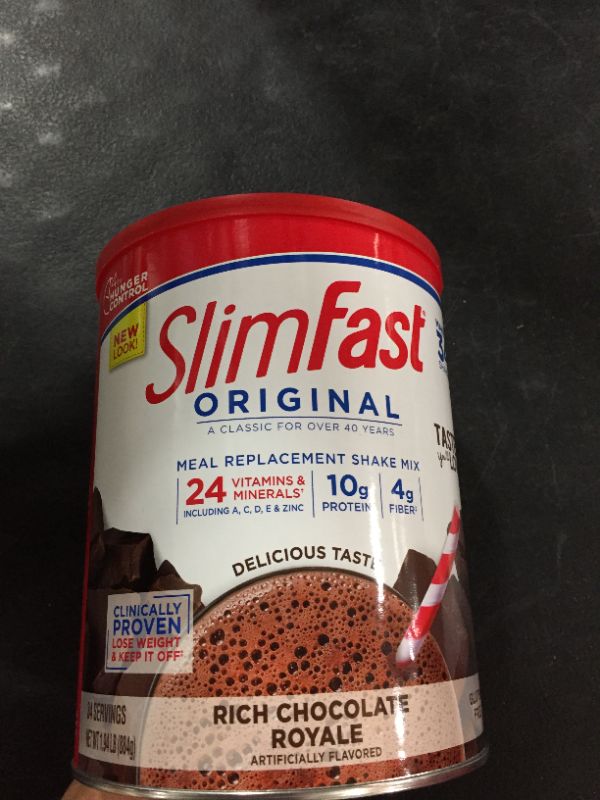 Photo 3 of BEST BY 09/09/2022-SlimFast Meal Replacement Powder, Original Rich Chocolate Royale, Weight Loss Shake Mix, 10g of Protein, 34 Servings
