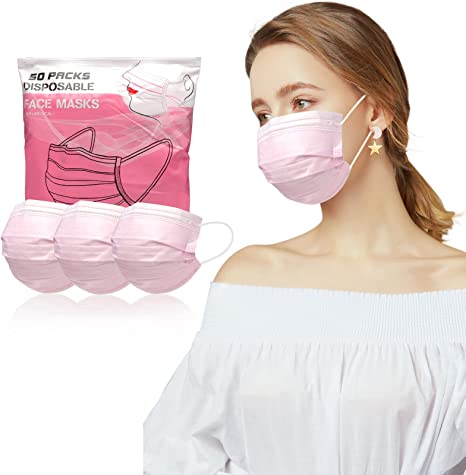 Photo 1 of PACK OF 2- Disposable Face Masks Individually Packaged 3 Layers Face Mask 50 Pcs Suitable for Adults and Teens
