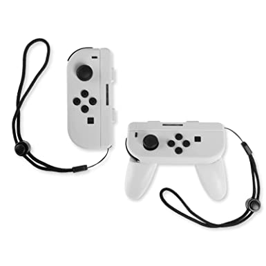 Photo 1 of AKNES Wrist Straps Grips Compatible with Nintendo Switch & Switch OLED, Ergonomic Comfort Switch Hand Grips, Game Controllers Handle Kit, Adjustable Switch Strap (2 Packs) White
