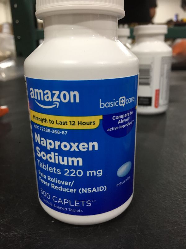 Photo 1 of BEST BY 07/2023- Amazon Basic Care Naproxen Sodium Tablets, 300 Count
