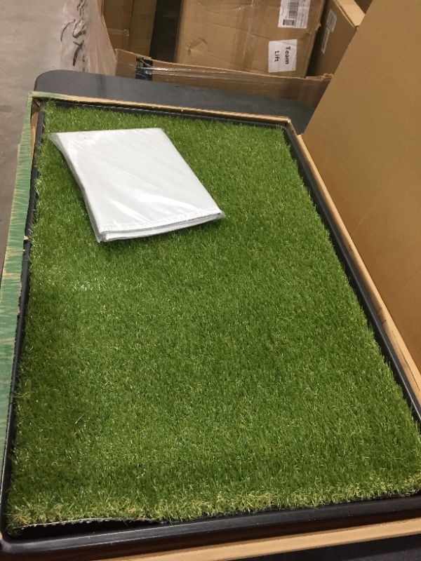 Photo 1 of 35in x 23in Extra Large Grass Porch Potty Tray, Replacement Artificial Fake Grass Puppy Training Pads- Portable Dog Patio Potty for Balcony/Apartment Use (Pet Tray, 35" x 23")