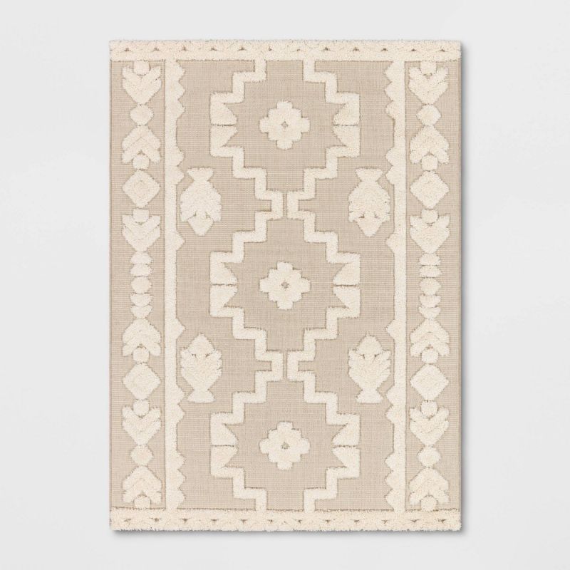 Photo 1 of 7' X 10' Outdoor Rug Tufted Cream - Opalhouse™
