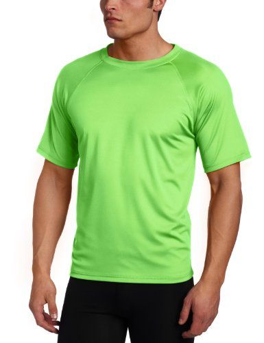 Photo 1 of Kanu Surf Men's Solid Rashguard UPF 50+ Swim Shirt, Neon Green, Medium
