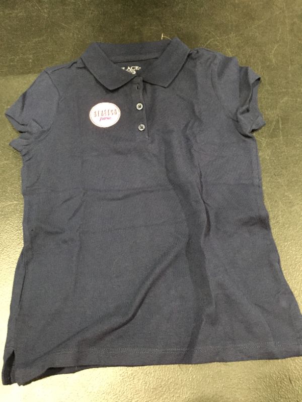 Photo 1 of Girls Blue Fabric Stretch Polo Shirt SZ 7/8 M