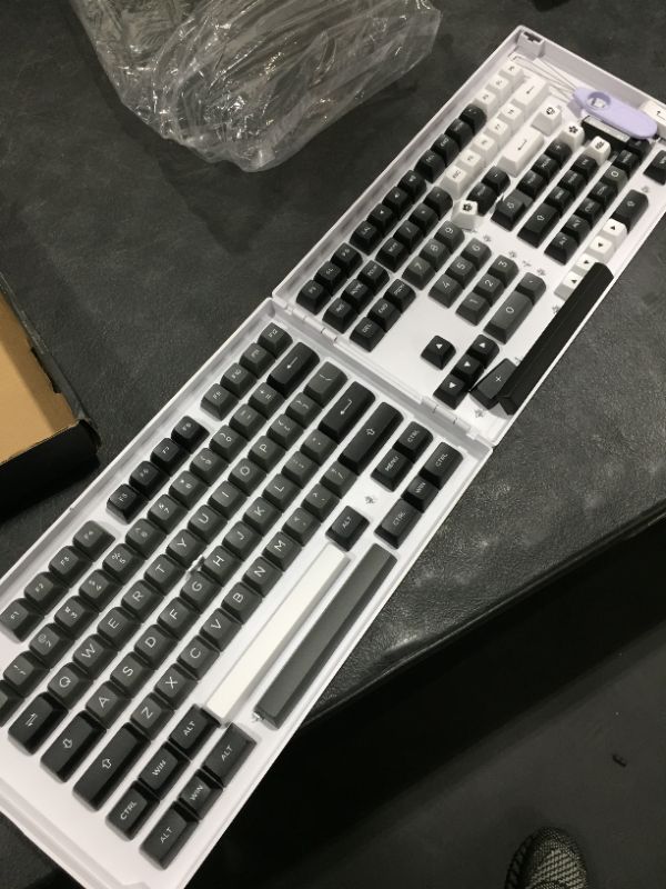 Photo 2 of Akko Black&Silver 197-Key ASA Profile PBT Double-Shot Keycap Set for Mechanical Keyboards with Mac Modifiers/ISO Enter Keys with Collection Box
