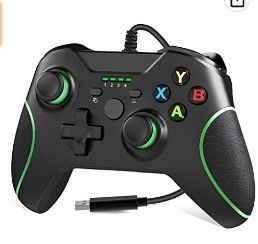 Photo 1 of Controller for Xbox One, Wired Controller for Xbox One Gaming Controller USB Gamepad Joypad Remote with Dual Vibration Headset Jack for Xbox One/S/X/Steam/PC Windows 7/8/10 (Black)
