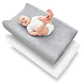 Photo 1 of Cute Castle Changing Pad Cover - Ultra Soft Bean Dot Plush Changing Table Covers Breathable Baby Changing Pad Table Sheets for Boy and Girl (2 Pack White and Grey)
