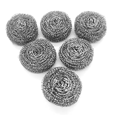 Photo 1 of 2 Pack - 6 count Stainless Steel Sponges, Scrubbing Scouring Pad, Steel Wool Scrubber for Kitchens, Bathroom and More
