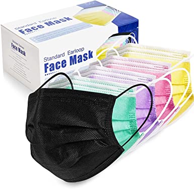 Photo 1 of YIDERBO Pcs Disposable Face Mask Non Woven Breathable Protective Masks with 3 Ply Layers of Shielding, Ear Loop Style Multicolor 50 Count (Pack of 1)
