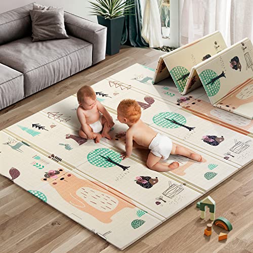 Photo 1 of UANLAUO Foldable Baby Play Mat, Extra Large Waterproof Activity Playmats for Babies,Toddlers, Infants, Play & Tummy Time, Foam Baby Mat for Floor with
