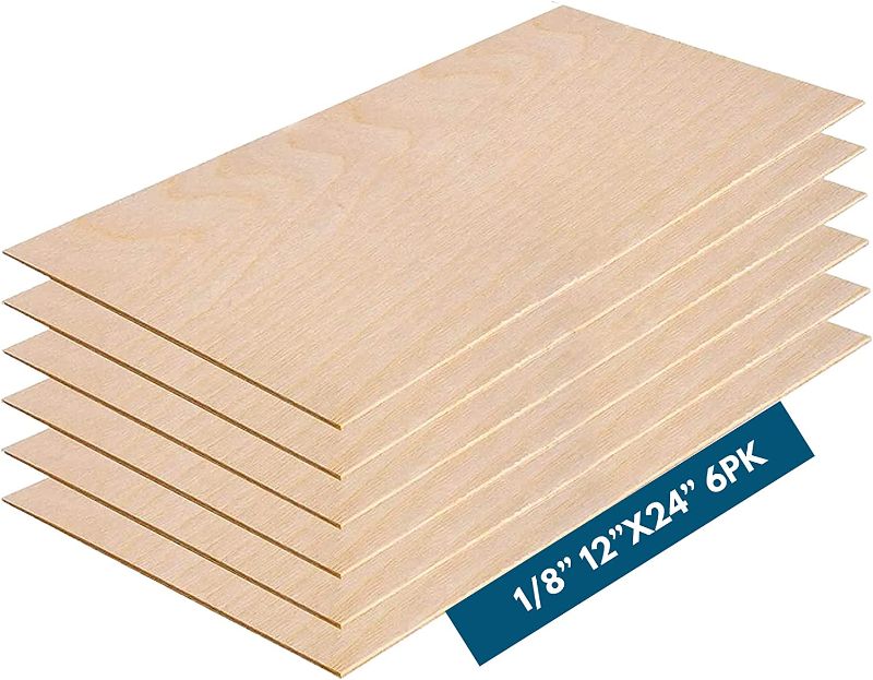 Photo 1 of 3MM 1/8" x 12" x 24" Baltic Birch Plywood – B/BB Grade (Package of 6) Perfect for Arts and Crafts, School Projects and DIY Projects, Drawing, Painting, Wood Engraving, Wood Burning and Laser Projects
