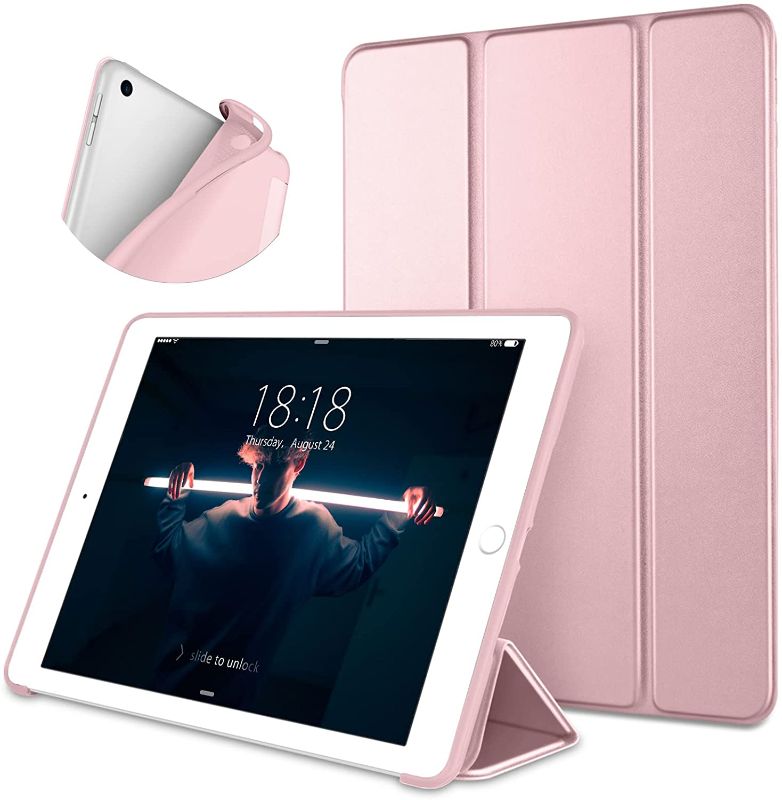 Photo 1 of DTTO iPad 9.7 Case 2018 iPad 6th Generation Case / 2017 iPad 5th Generation Case, Slim Fit Lightweight Smart Cover with Soft TPU Back Case for iPad 9.7 2018/2017 [Auto Sleep/Wake] - Rose Gold
