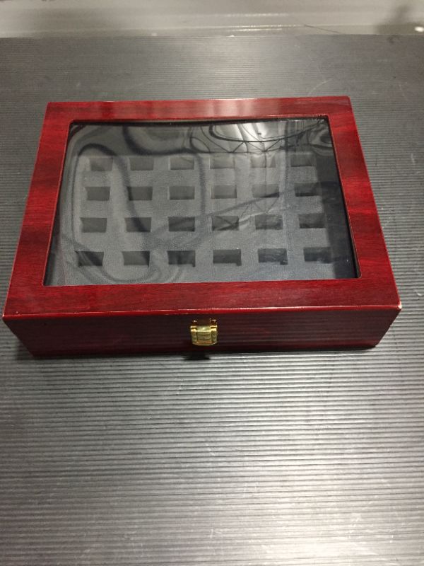 Photo 1 of 30 Holes Champion Ring Display Case Box Wooden Collection Storage Box