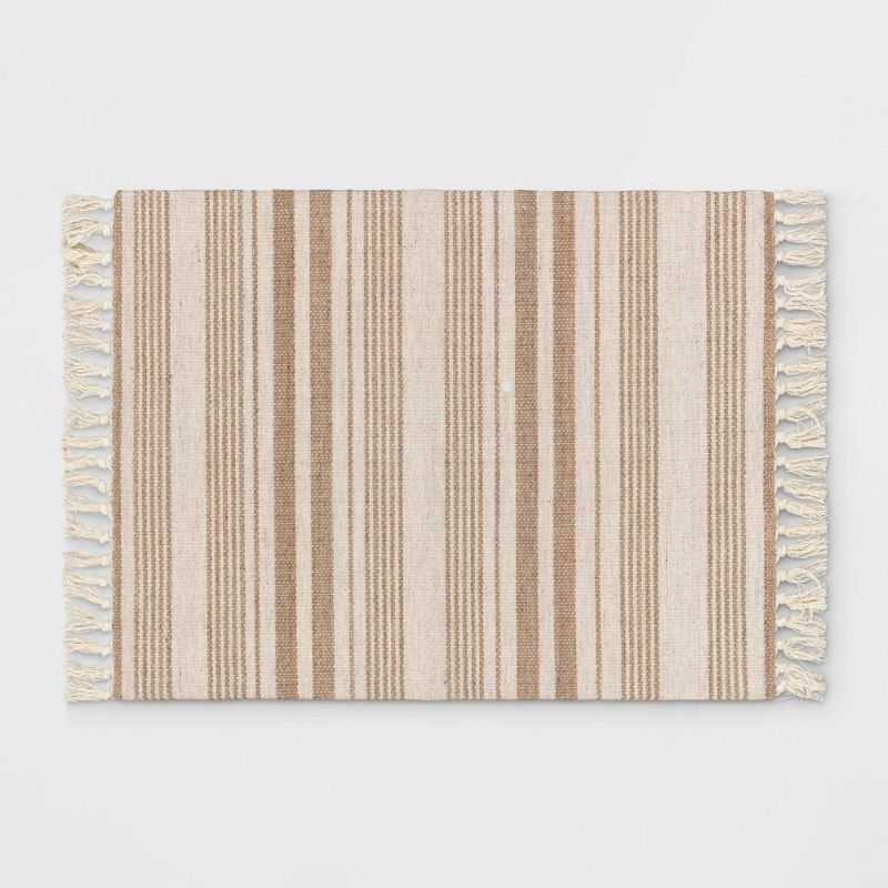 Photo 1 of 2'x3' Pet Tapestry with Fringes Woven Indoor/Outdoor Rug Khaki/Ivory - Threshold™
