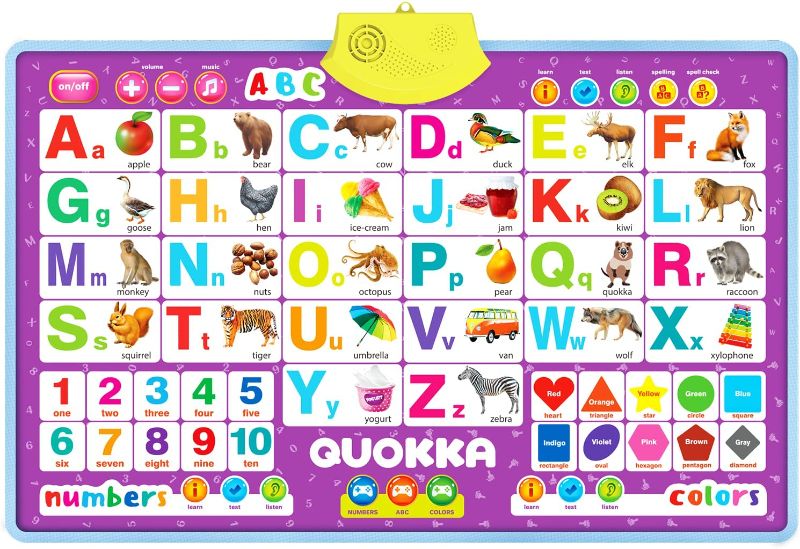 Photo 2 of Alphabet Poster Educational Toy for 2-4 Year Old – ABC Learning Wall Chart for Toddlers Age 1-3 by QUOKKA – Interactive Speech Therapy Game for Kids 5-6-7 yo – Classroom Talking Gift for Girl & Boy
