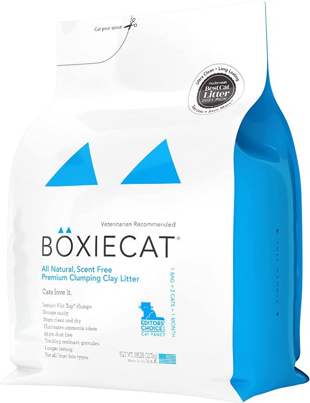 Photo 1 of Boxiecat Premium Clumping Cat Litter - Scent Free - Clay Formula - Ultra Clean Litter Box, Longer Lasting Odor Control, Hard Clumping Litter, 99.9% Dust Free