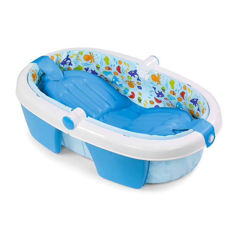 Photo 1 of Summer Foldaway Baby Bath - Convenient Baby Bathtub that Compactly Folds for Easy Storage and Travel - Includes Removable Inclined Positioner and Inflatable Base for Extra Support - Durable Infant Tub