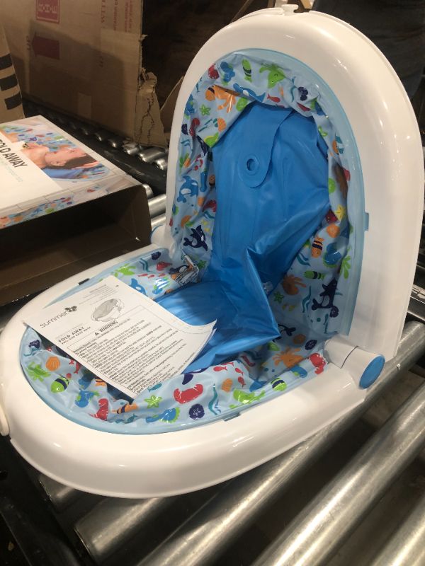 Photo 2 of Summer Foldaway Baby Bath - Convenient Baby Bathtub that Compactly Folds for Easy Storage and Travel - Includes Removable Inclined Positioner and Inflatable Base for Extra Support - Durable Infant Tub