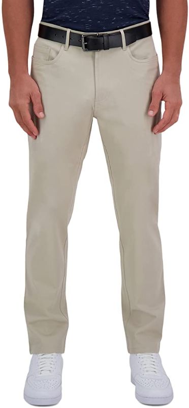 Photo 1 of Haggar Men's Iron Free Premium Khaki Straight Fit Flat Front Flex Waist Casual Pant