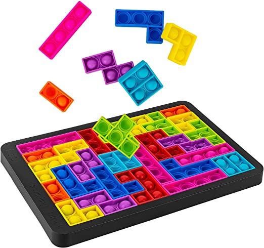 Photo 1 of Push it Pop Puzzle Game Fidget Jigsaw Toys,Rainbow Chess Board Push Bubble Tetris Building Block Game Play Toy,Pop its Game Board for Kids Adult Pressure Relieving Best Gift