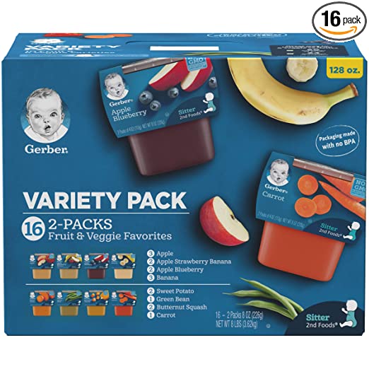 Photo 1 of Gerber Baby Food 2nd Foods Variety Pack, Fruit & Veggie Puree Favorites, 8 Ounce Tubs, 2-Pack (Pack of 16)

EXPIRED FEB 28, 2022