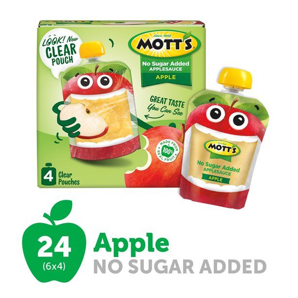 Photo 1 of (Pack of 6) Mott's No Sugar Added Applesauce, 3.2 oz clear pouches, 4 count
EXPIRED