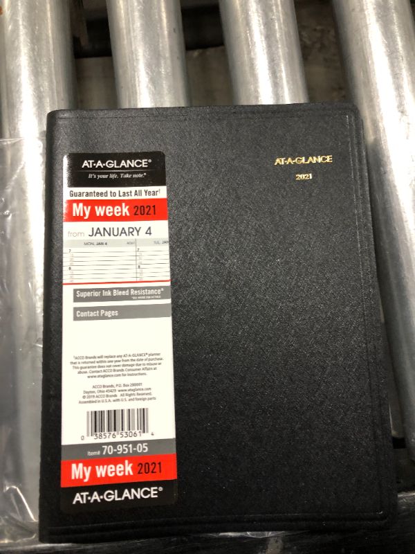 Photo 2 of 2021 Weekly Appointment Book & Planner by AT-A-GLANCE, 7" x 8-3/4", Medium, Black (709510521)
