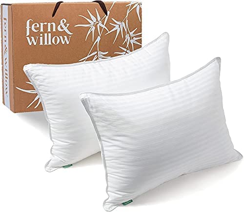 Photo 1 of Fern and Willow Pillows for Sleeping - Set of 2 Queen Size Down Alternative Pillow Set w/ Luxury Plush Cooling Gel for Side, Back & Stomach Sleepers
