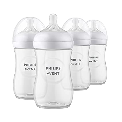Photo 1 of Philips AVENT Natural Baby Bottle with Natural Response Nipple, Clear, 9oz, 4pk, SCY903/04
